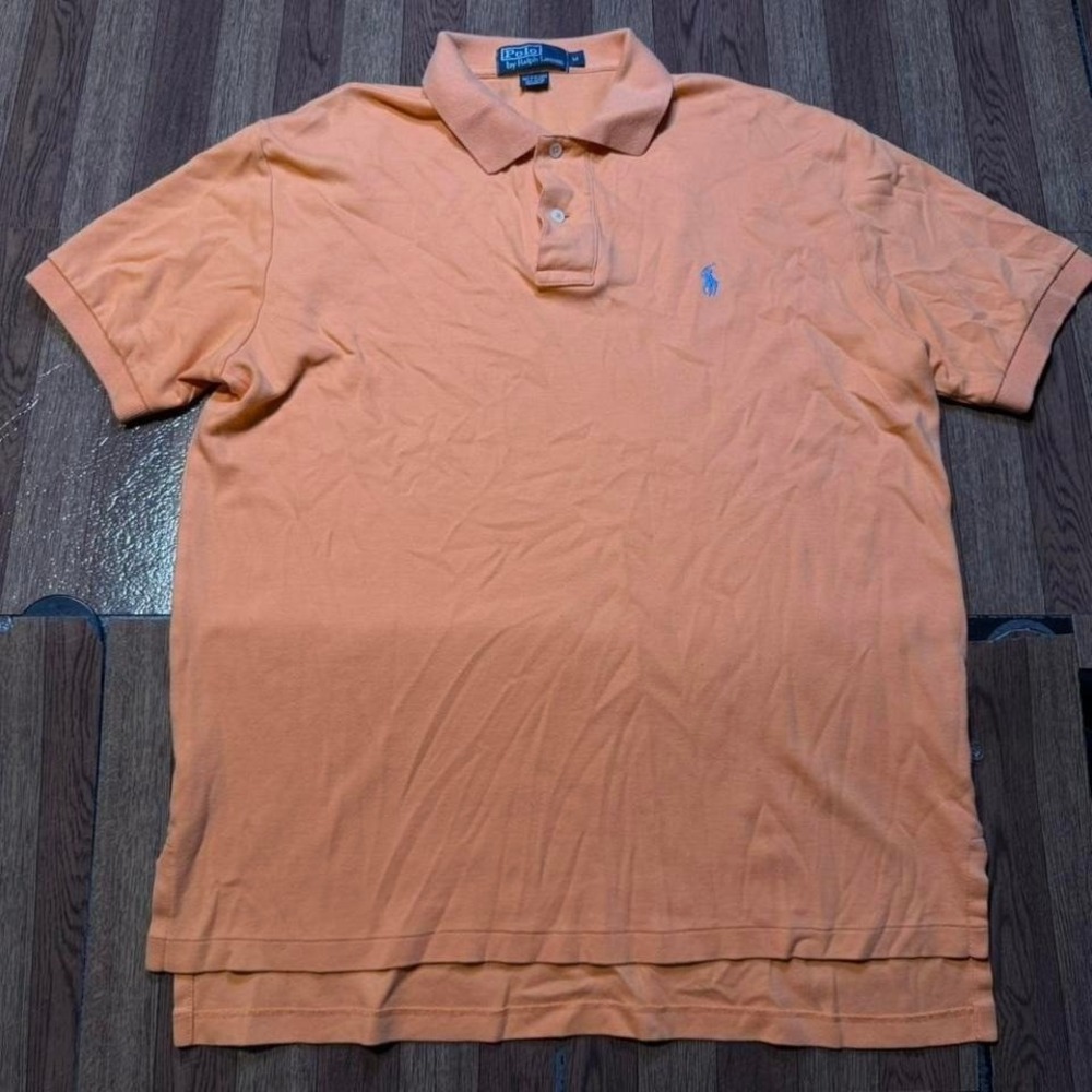 Polo Ralph Lauren Orange Vintage Dress Button Polo Shirt Medium